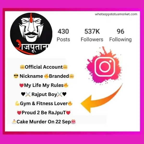 Rajputana Bio For Instagram for Boy In Hindi