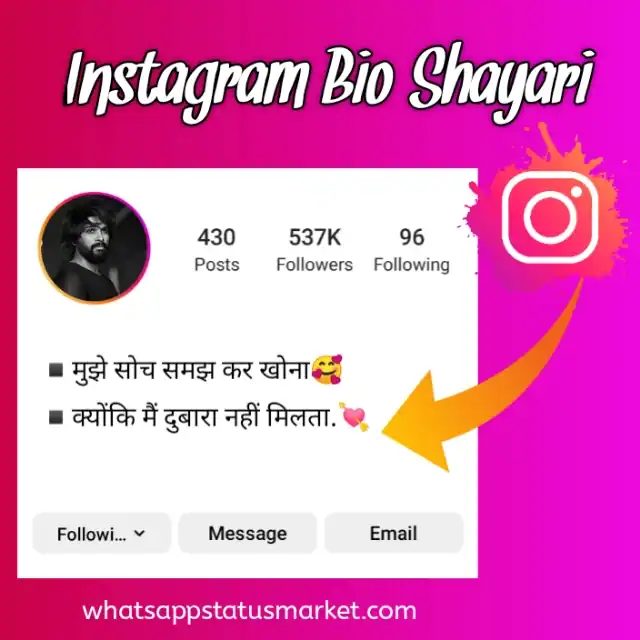 instagram bio for shayari page in hindi
